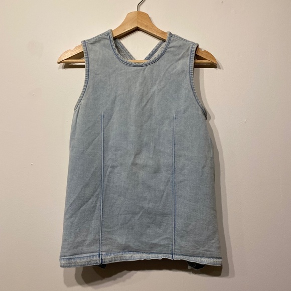 MARIOS Made in Italy Light Wash Denim Open Back Top - Picture 1 of 4